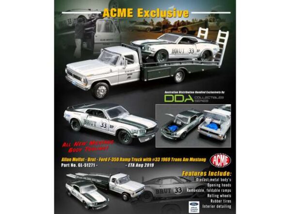 1969 Allan Moffat *Brut* Trans Am Mustang #33 on a Ford F-350 Ramp Truck.