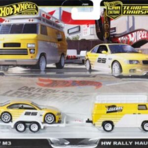 Hot Wheels Premium Rally Hauler with 1992 BMW M3 *Team Transport series*, yellow/white