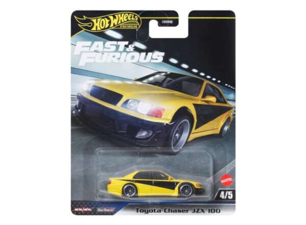 Hotwheels Premium Fast & the Furious 1998 Toyota Chaser JZX100, yellow