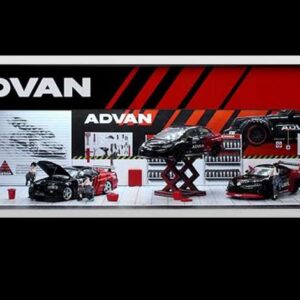 Parkovací garáž *Advan se světlem*, červená/černá, v měřítku 1/64.