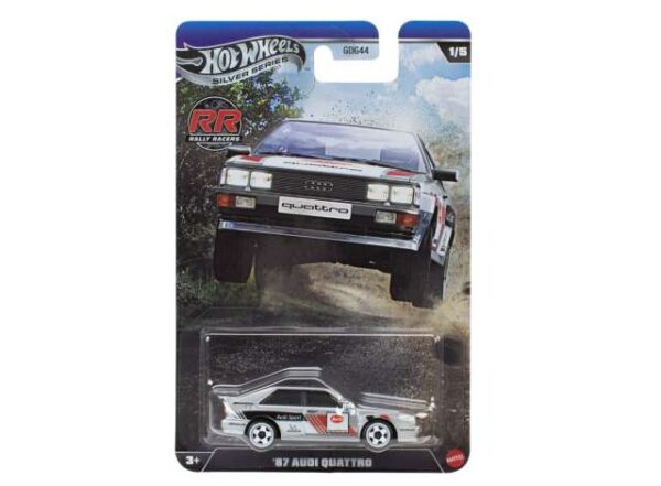 Hotwheels Rally Racers 1987 Audi Quattro, silver/red/white/black