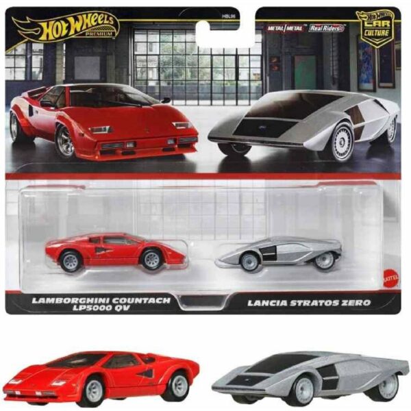 Hotwheels Premium 2-packs Lamborghini Countach LP5000 QV & Lancia Stratos Zero