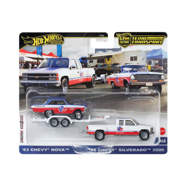 663-CHEVY-NOVA-88-CHEVY-SILVERADO-3500-1.jpg Hot Wheels - ’88 Chevy Silverado 3500 & HW Rally Trailer & ’63 Chevy Nova