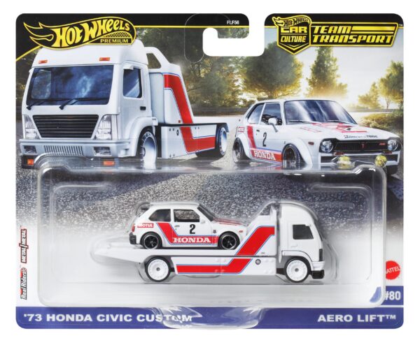 Hot Wheels Premium Team 1973 Honda Civic Custom & Aero Lift Truck