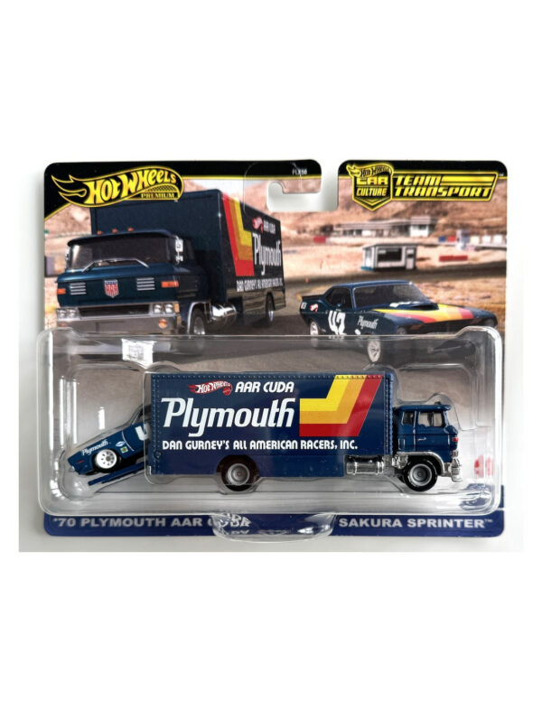 Hot Wheels - Team Transport - Sakura Sprinter Truck & 1970 Plymouth AAR Cuda